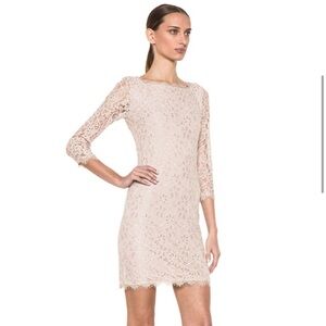 DVF Diane Von Furstenberg Zarita Dress Royal Nude Lace Cocktail - Size 6